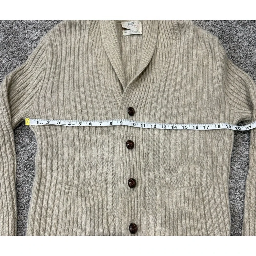 Lord Jeff Marlborough Cardigan Sweater Mens Large Wool Blend Shawl Collar Beige - Picture 4 of 5
